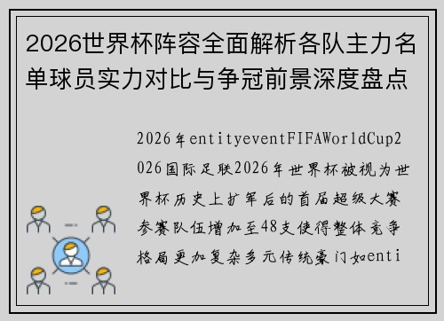 2026世界杯阵容全面解析各队主力名单球员实力对比与争冠前景深度盘点